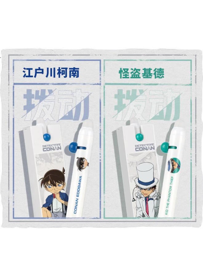 Aihao Conan Collaboration Erasable Pen 0.5Mm, Elementary School Student Handwriting Practice Pen, St Tip Retractable Pen, Children'S Exam Practice Pen, Erasable Gel Pen, Crystal Blue, Jiding Gp2761 - Image 1