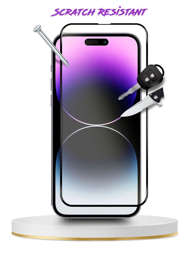 Warrior 5D Tempered Glass Full Glue Premium Screen Protector For Apple iPhone 14 Pro Max Clear/Black - Image 2