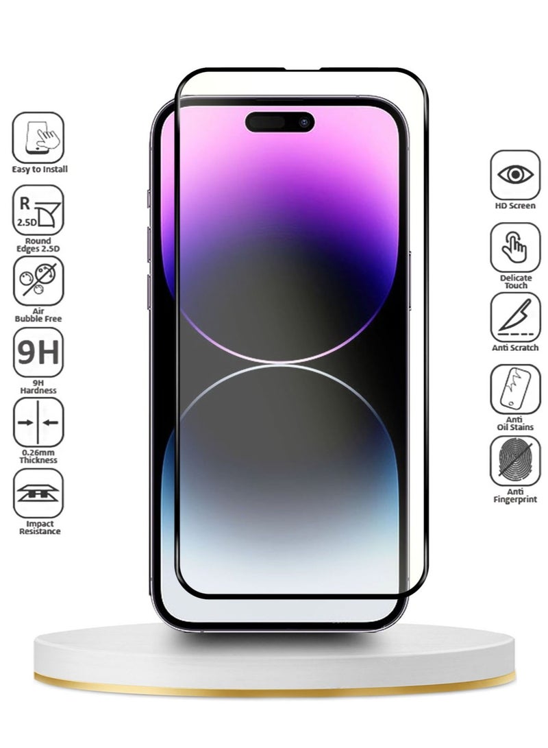 Warrior 5D Tempered Glass Full Glue Premium Screen Protector For Apple iPhone 14 Pro Max Clear/Black - Image 4