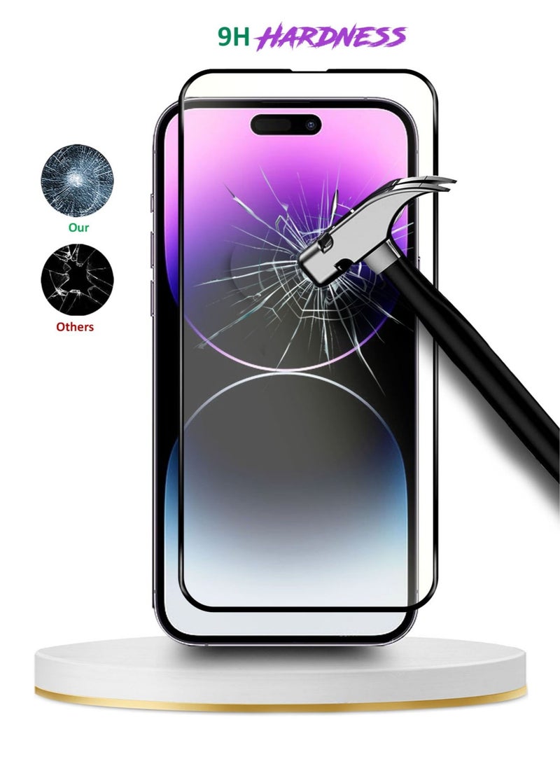 Warrior 5D Tempered Glass Full Glue Premium Screen Protector For Apple iPhone 14 Pro Max Clear/Black - Image 3