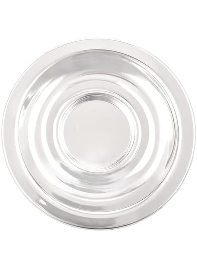 سوليتير طقم فناجين شاي وقهوة زجاج مع حامل حديد وصحون فناجين شاي بريطانية مكون من 6 قطع فضي - Image 3