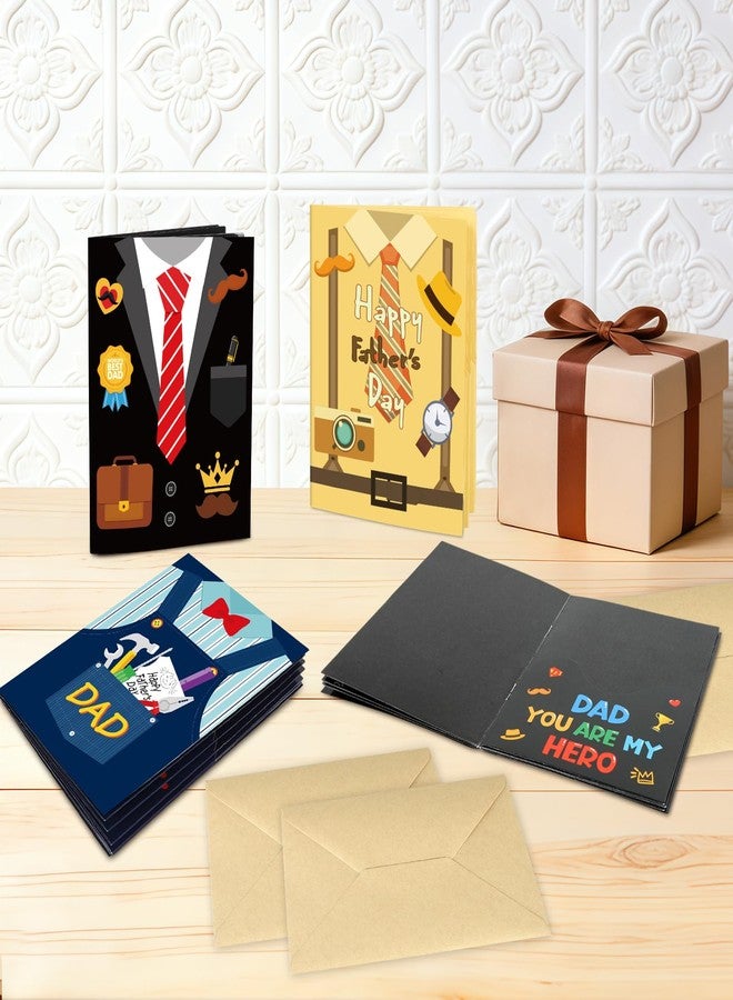 Sereliy 4Sets Father's Day Card Holder Book for Dad, Happy Fathers Day Money or Gift Card Organizer with Envelope, Appreciation Card Book from Kids, Creative Surprise Present - Image 3