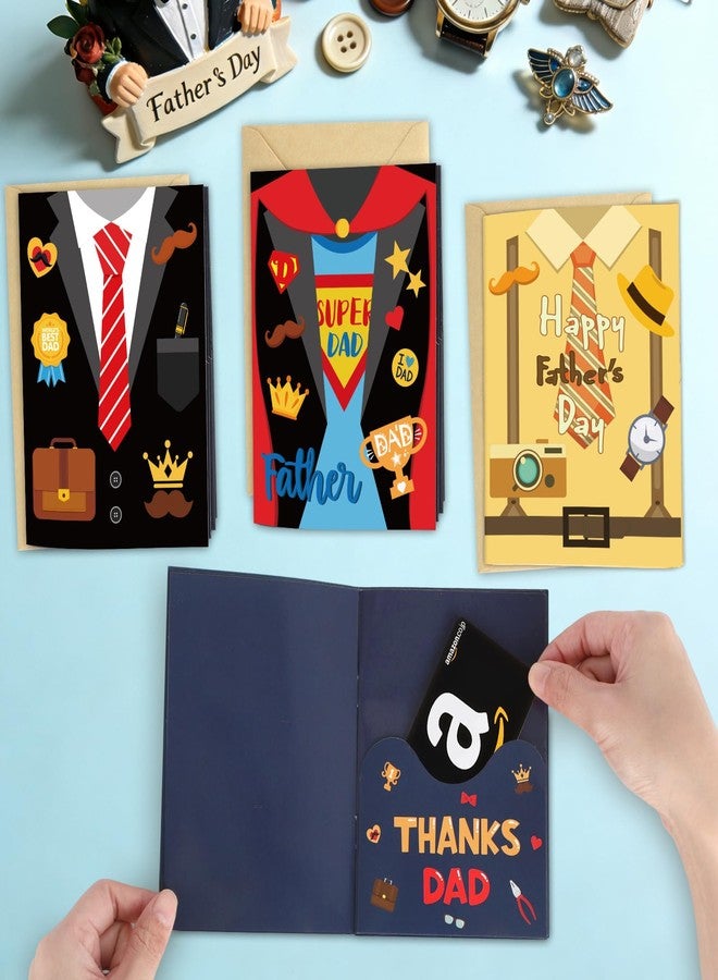 Sereliy 4Sets Father's Day Card Holder Book for Dad, Happy Fathers Day Money or Gift Card Organizer with Envelope, Appreciation Card Book from Kids, Creative Surprise Present - Image 4