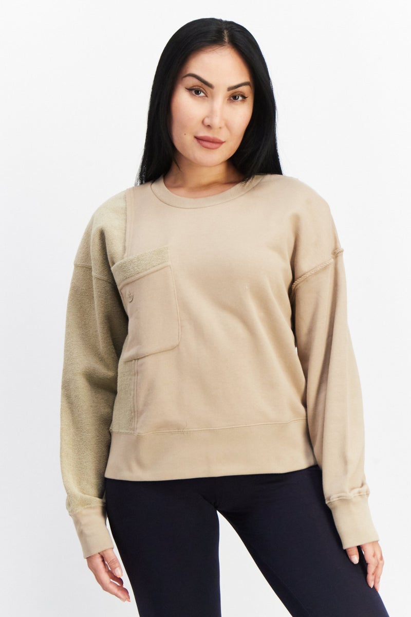 adidas Originals Women Sportswear Fit Long Sleeves Outdoor Sweatshirt, Tan - Image 1