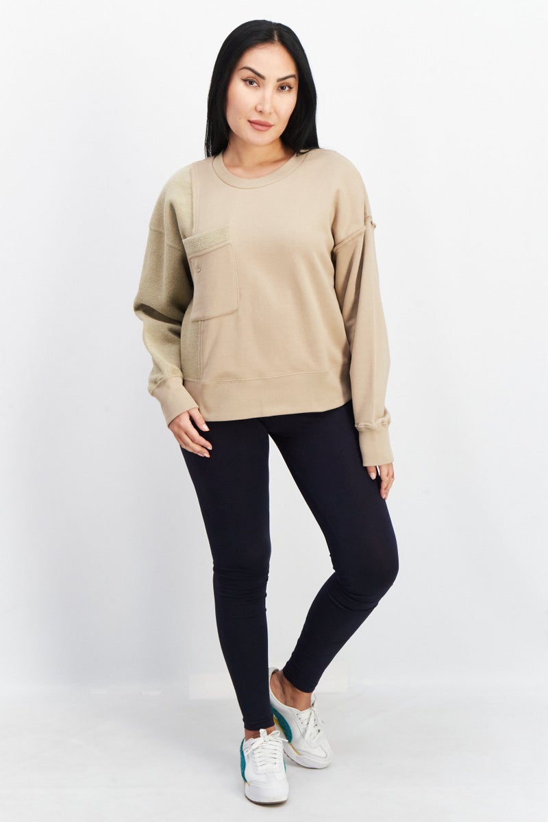 adidas Originals Women Sportswear Fit Long Sleeves Outdoor Sweatshirt, Tan - Image 4