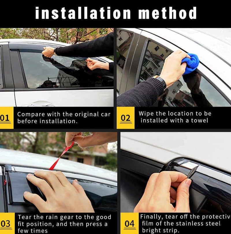 SPIDER Window Visor for Toyota Hilux 2012 Double Cab, Smoke Rain Guard Door Visor Set, Sun Shade Wind Deflector, Acrylic Side Window Vent Shade, 4 Piece Exterior Accessory, Easy Install with 3M Tape, Weather Protection Trim ERPC10046 - Image 4