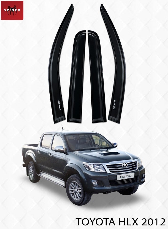 SPIDER Window Visor for Toyota Hilux 2012 Double Cab, Smoke Rain Guard Door Visor Set, Sun Shade Wind Deflector, Acrylic Side Window Vent Shade, 4 Piece Exterior Accessory, Easy Install with 3M Tape, Weather Protection Trim ERPC10046 - Image 1