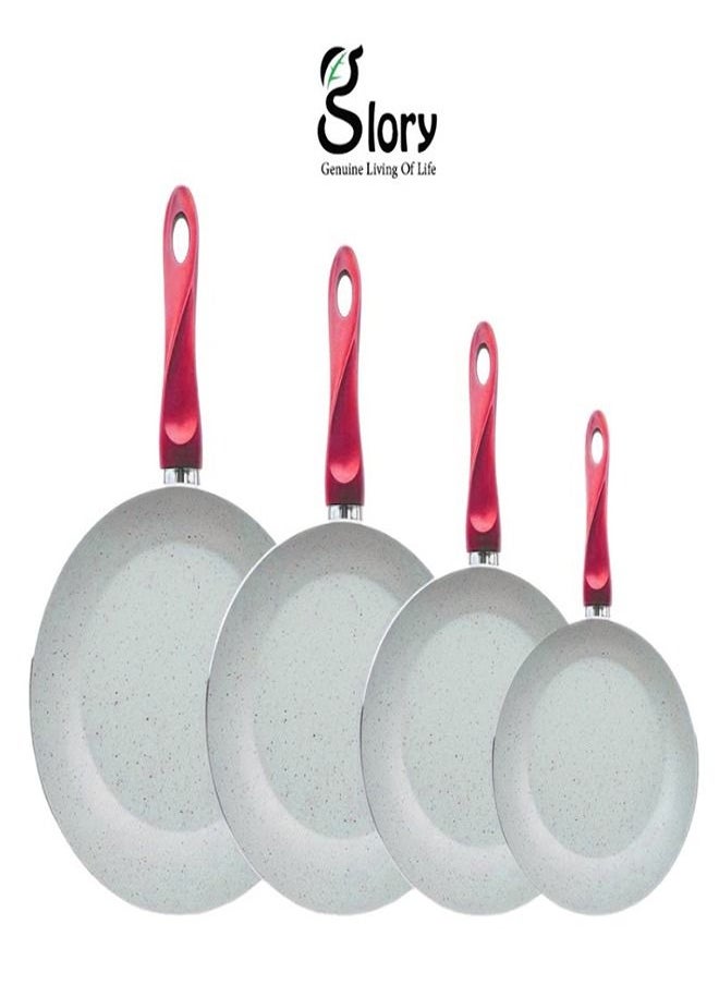 Glory Frying pan set 4  Eco (18 - 20 - 24 - 28) Red 