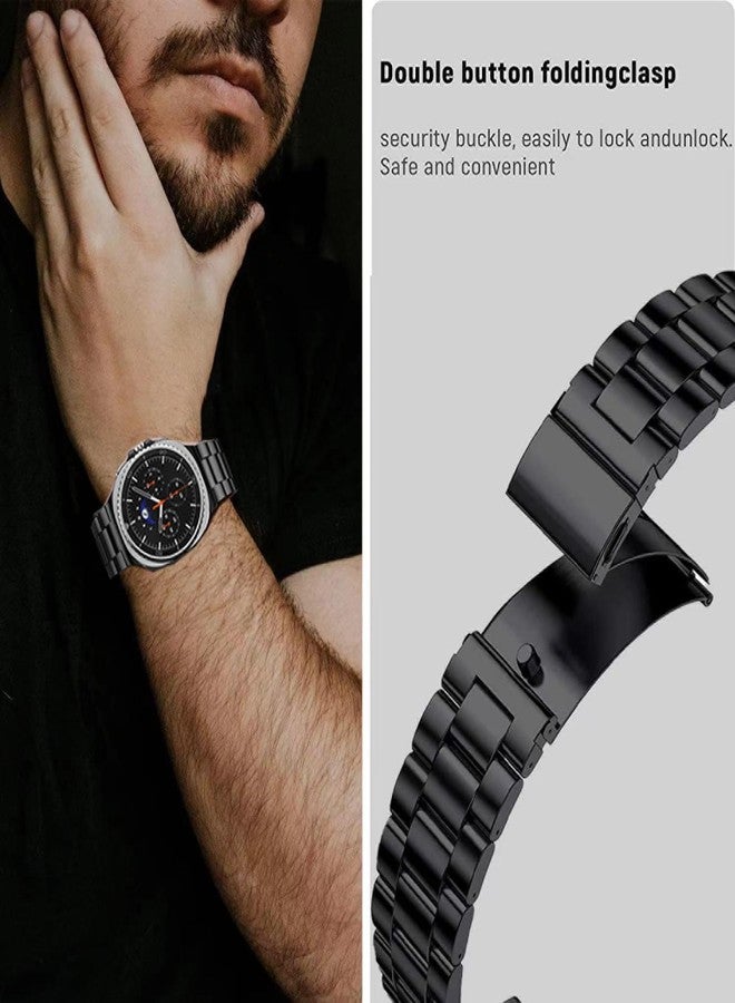 Olytop Metal Bands for Galaxy Watch 8 Classic Band 46mm/Samung Galaxy Watch 8 40mm/44mm 2025, One Click No Gap Business Stainless Steel Wristband Replacement Strap for Men Women, Black - Image 4