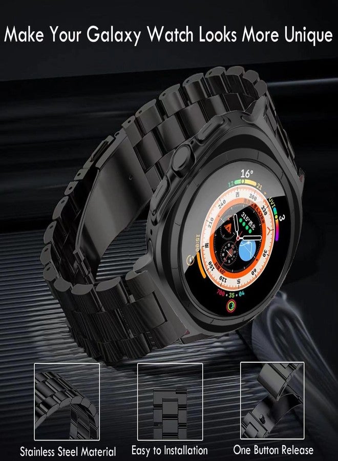 Olytop Metal Bands for Galaxy Watch 8 Classic Band 46mm/Samung Galaxy Watch 8 40mm/44mm 2025, One Click No Gap Business Stainless Steel Wristband Replacement Strap for Men Women, Black - Image 2