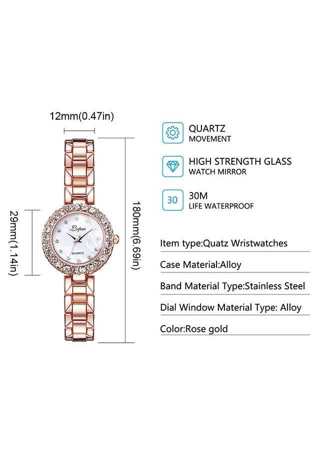 QUARTZ Women's Stone Studded Analog Watch With Bracelet Set Lady Watches with Bracelet Set, Analogue Quartz Diamond Watches with Stainless Steel Strap, Lady Rhinestone Wrist Watch ﻿  - Image 4