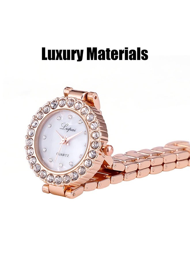QUARTZ Women's Stone Studded Analog Watch With Bracelet Set Lady Watches with Bracelet Set, Analogue Quartz Diamond Watches with Stainless Steel Strap, Lady Rhinestone Wrist Watch ﻿  - Image 5
