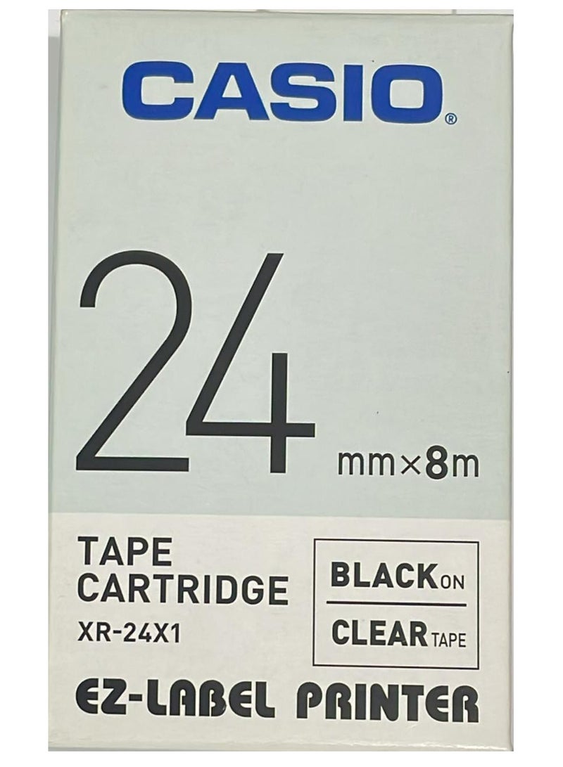Casio tape cartridge black on clear tape XR-24X1