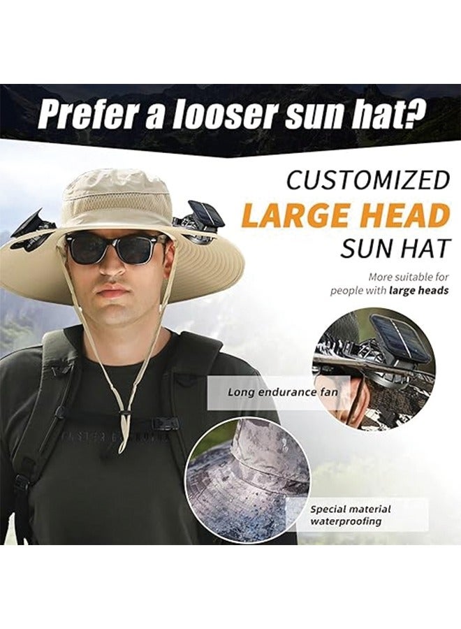 Generic Wide Brim Solar Fan Outdoor Fishing Hat Hats for Men Women & USB Charging,Upf50+  - Image 2