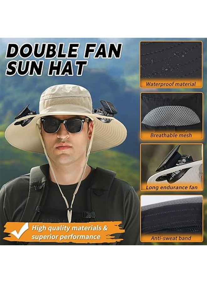 Generic Wide Brim Solar Fan Outdoor Fishing Hat Hats for Men Women & USB Charging,Upf50+  - Image 3