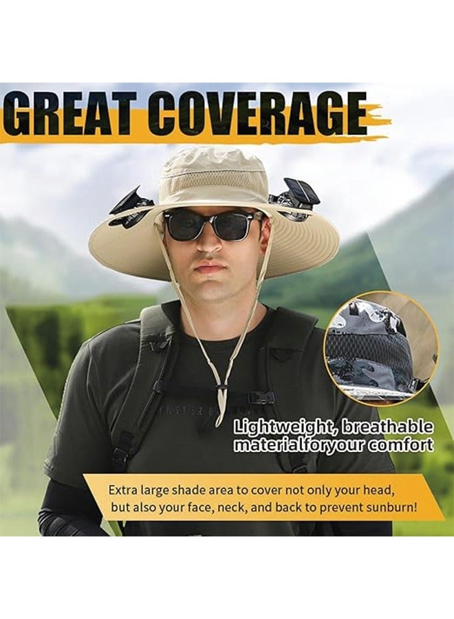 Generic Wide Brim Solar Fan Outdoor Fishing Hat Hats for Men Women & USB Charging,Upf50+  - Image 4