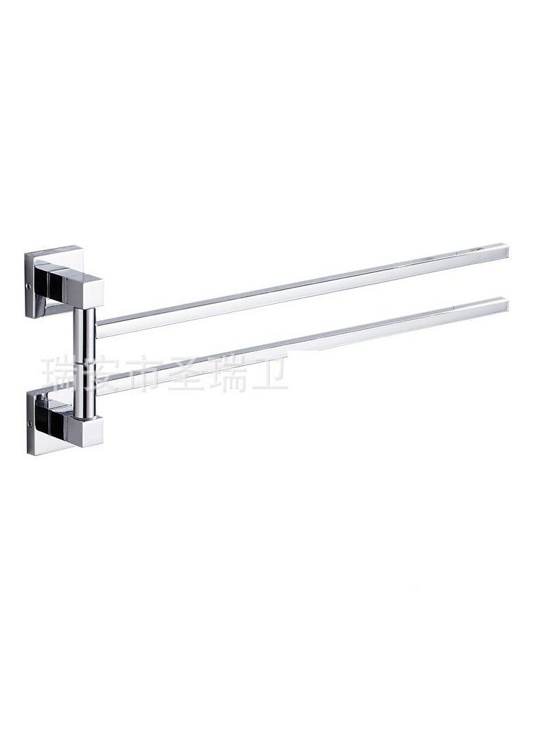 Loquat Direct Sale New Design Towel Rack Stainless Steel Swivel Square Tube Bathroom Accessory Cross Border(Square Tube Activity Rod, Two Rods) 