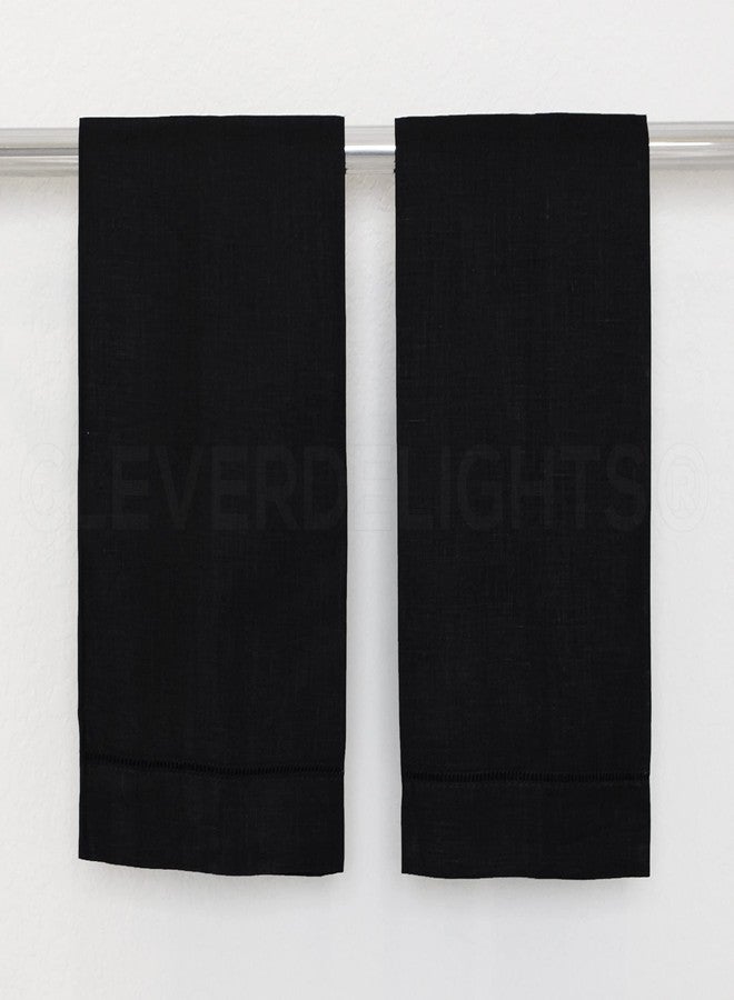 CleverDelights منشفة يد مخيطة باللون الأسود من CleverDelights - 6 قطع - 14" × 22" - مزيج قطن ولين 45/55 - Image 4