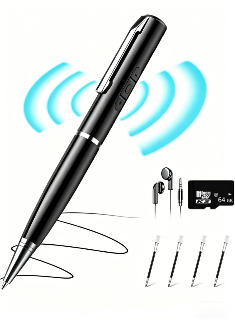 Egolav 64GB Digital Voice Recorder—Voice-Activated Recorder with Playback Function, Professional Audio Recording Device Ideal for Lectures/Meetings/Classrooms, Portable Student Recorder with MP3 Player, Built-in Noise Reduction, Large Storage Capacity, Supports File Transfer to Computer,  (Black) - Image 1