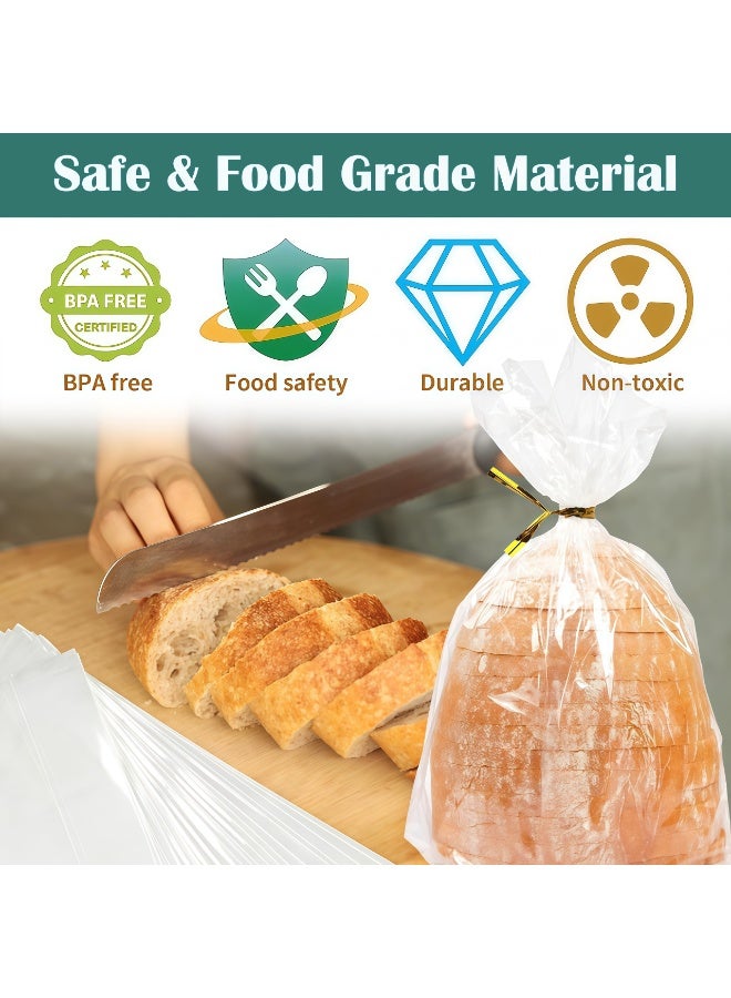 100 Pack Clear Bag with Ties For An Airtight Moisture-free Preservation and Storage - Loaf Home Bakers Bakery Owners,Reusable Plastic Bread Bags for Homemade Bread - Image 4