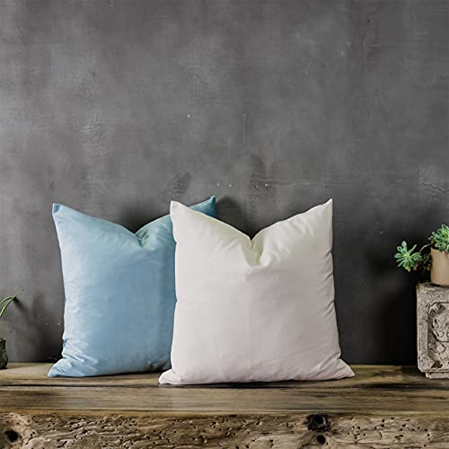 QUAFOO Light Blue Soft Velvet Throw Pillow Covers 20x20 inch Set of 2 for Sofa Couch Bed Living Room Decorative Luxury Solid Square Cushion Covers Case with Zipper - Image 3