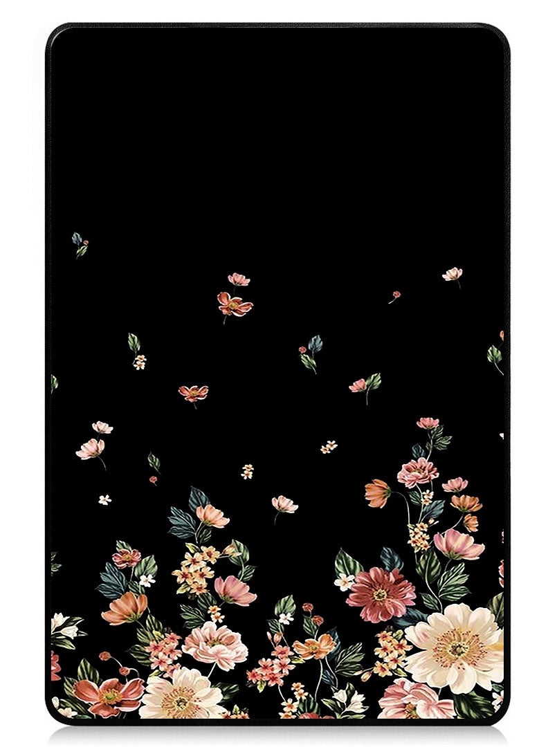 Theodor Protective Flip Case For Xiaomi Pad 7 & Xiaomi Pad 7 Pro With Trifold Stand Auto Wake Sleep Shockproof Cover - Flowers in Black Background - Image 1