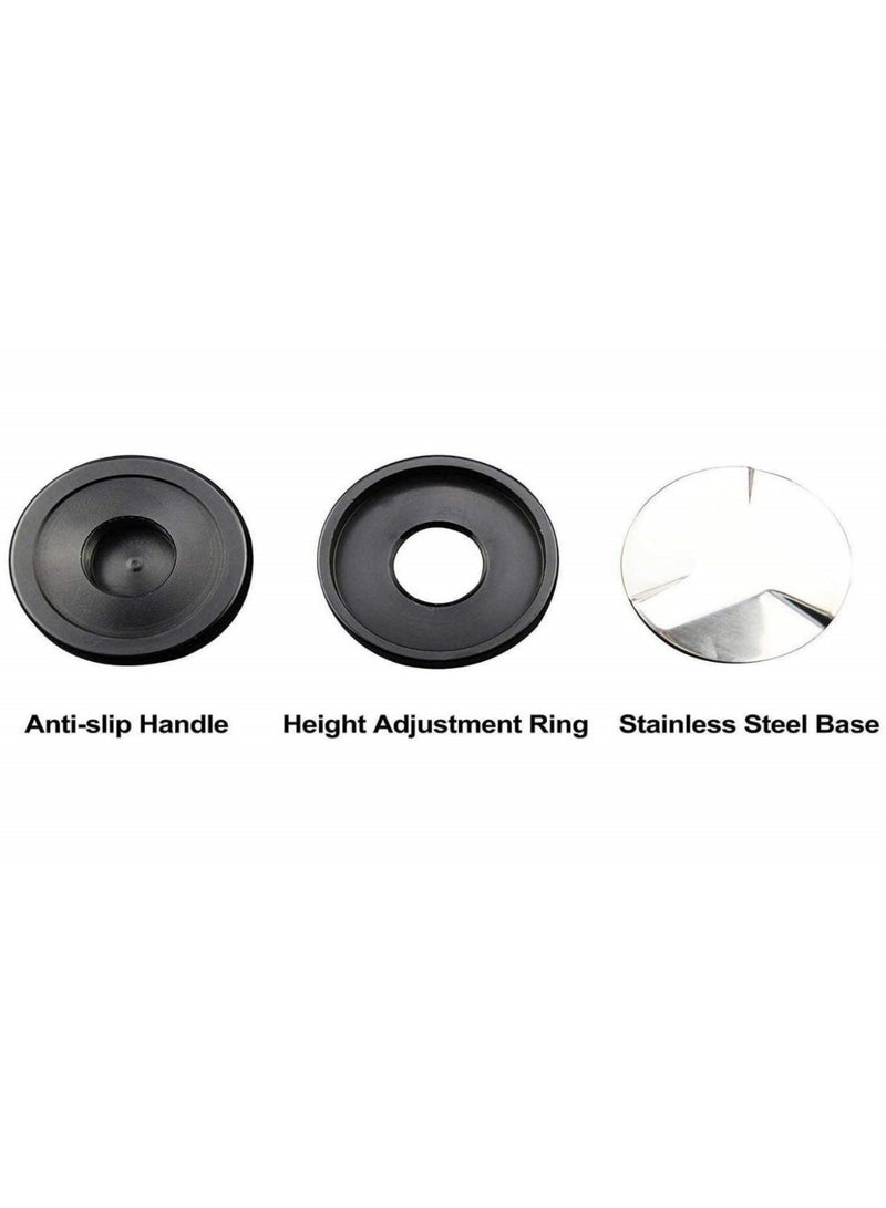 53mm Espresso Coffee Distributor Leveler Tool Adjustable Height Depth 304 Stainless Steel Base Anti-Slip Alloy Handle Coffee Powder Leveling for Consistent Tamping - Image 2