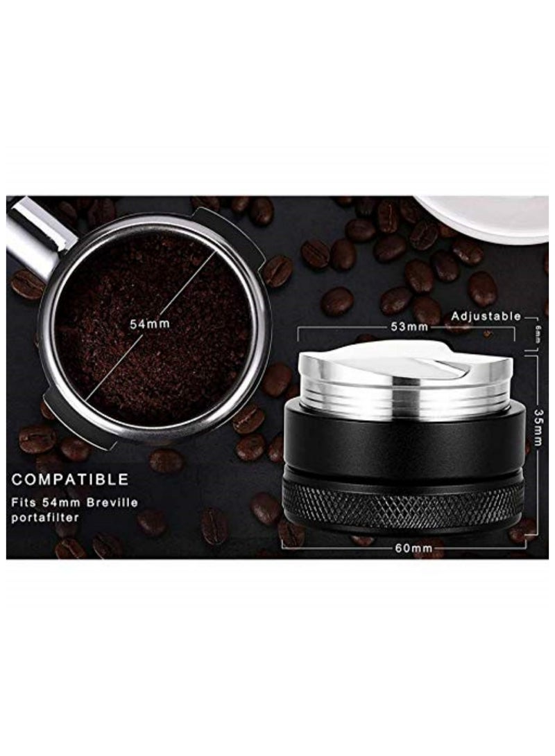 53mm Espresso Coffee Distributor Leveler Tool Adjustable Height Depth 304 Stainless Steel Base Anti-Slip Alloy Handle Coffee Powder Leveling for Consistent Tamping - Image 5