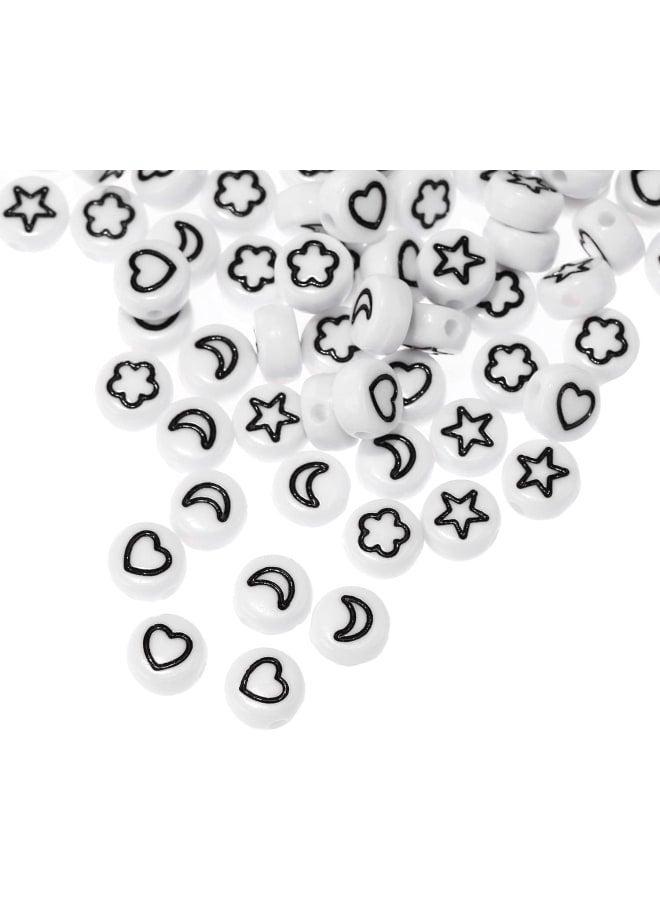 SULIAOZ108 100PCS Acrylic Beads Letter Beads Flat Round Love Stars Moon Light Size Pearl Diy Jewelry Accessories 4 * 7mm DIY - Image 3