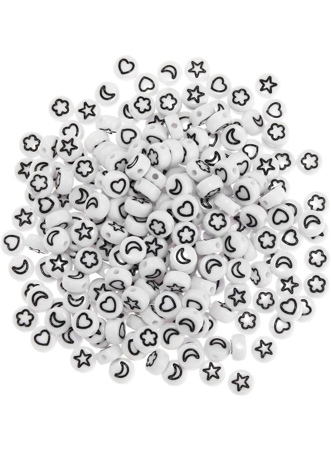 SULIAOZ108 100PCS Acrylic Beads Letter Beads Flat Round Love Stars Moon Light Size Pearl Diy Jewelry Accessories 4 * 7mm DIY - Image 1