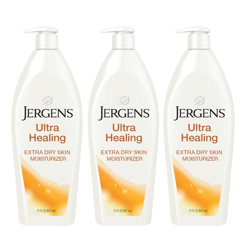 Jergens Ultra Healing Dry Skin Lotion, Hand and Body Moisturizer for Quick Absorption into Extra Dry Skin with Hydralucence Blend, Vitamins C, E and B5, White, 21 oz, Pack of 3 - Image 1