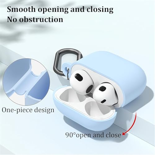 OJOS Case Cover Compatible with AirPods 4 Silicone Protective Cover for Airpods 4 2024 Shockproof & Support Wireless Charging Soft Case for Apple Airpods 4th Generation, Sky Blue - Image 5
