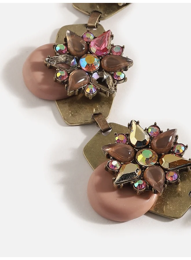 سوهي قلادة من الحجر المصمم مطلية بالذهب