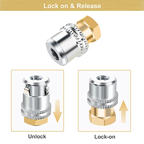 GODESON Lock On Air Chuck,1/4FNPT Closed Flow Brass Tire Chuck,Tire Air Chuck for Tire Inflator Gauge and Air Compressor(Pack of 2) - Image 3