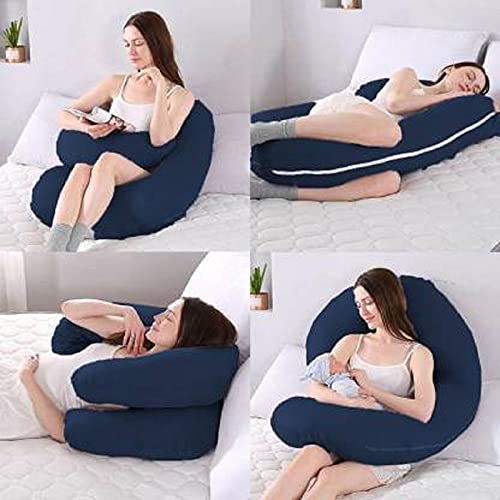 DADDY COOL Ultra Soft Pregnancy Pillow C Shape with Breathable Removable Cotton Cover, Full Body Maternity Pillow for Pregnant Women Sleeping for Back Belly HIPS Legs Support (Dark Blue) - Image 2