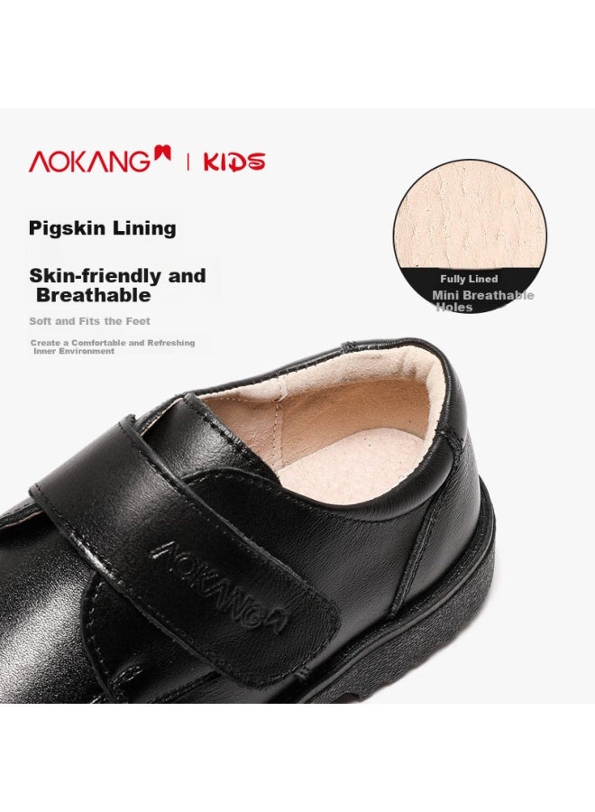 Aokang Boys' Shoes Spring/autumn New Black Genuine Leather Soft Bottom Shoes For Boys Student Children Performance Single Shoes - Image 3