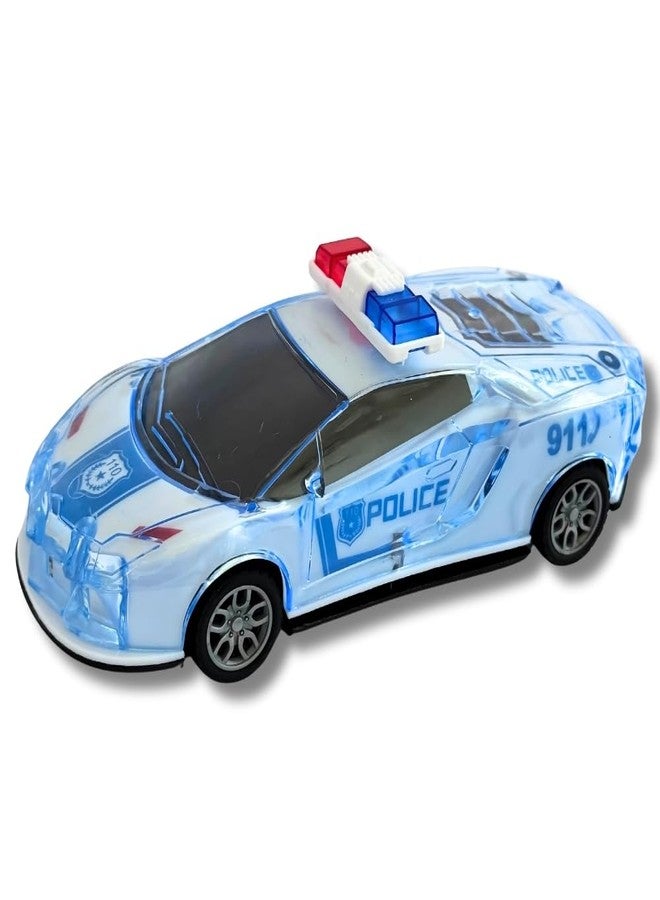KD K D Friction Powered Police Car with Lights Music Super Speed Colorful Dazzling Lights and Sound Siren Pullback Cop Vehicle Toy for Kids Best Birthday Gift for Above 3+ Years Boys Girls (Blue) - Image 1
