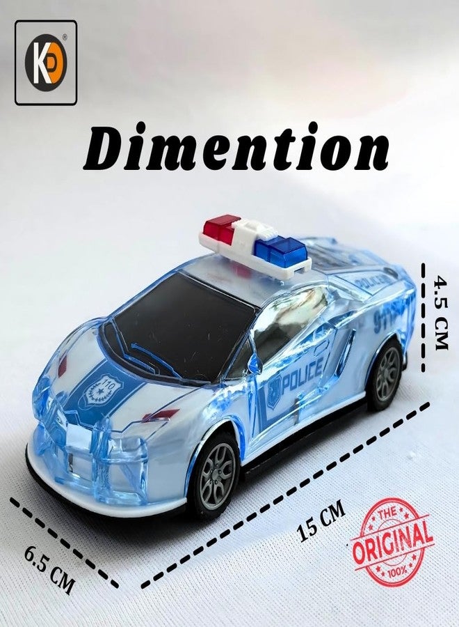 KD K D Friction Powered Police Car with Lights Music Super Speed Colorful Dazzling Lights and Sound Siren Pullback Cop Vehicle Toy for Kids Best Birthday Gift for Above 3+ Years Boys Girls (Blue) - Image 3