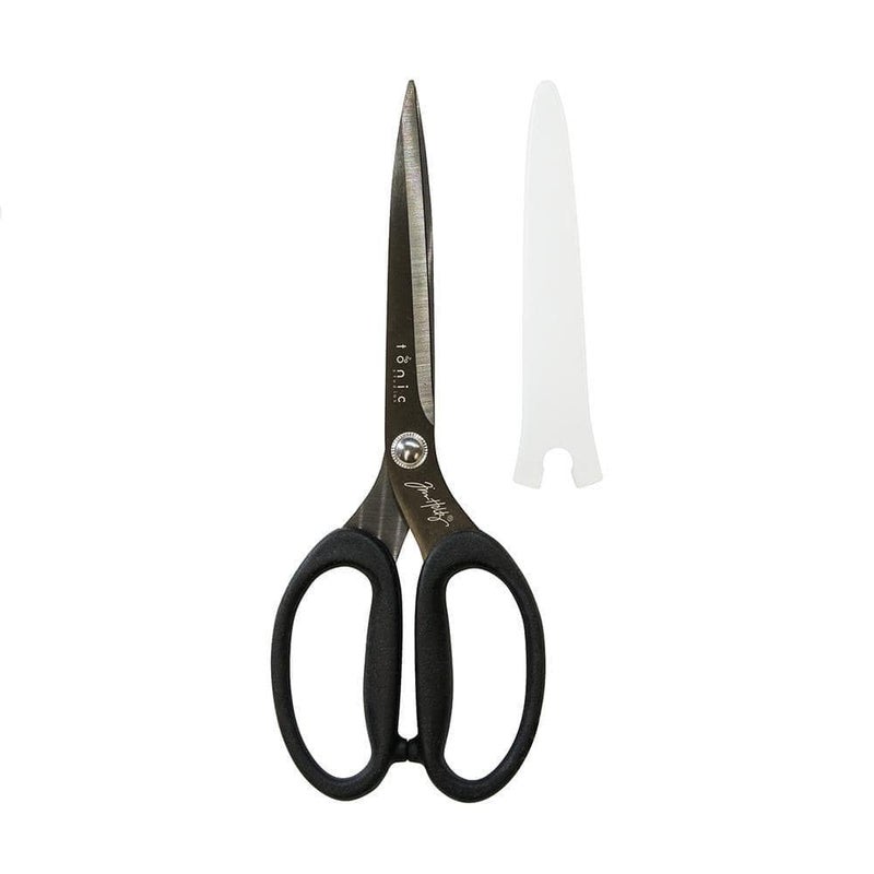 tonic studios Scissors All Purpose - 9.5 Inch Titanium Snips with Micro Serrated Blade Edge - Non Stick Craft Tool for Cutting Paper, Fabric, and Sewing - Comfort Grip Handles - Image 4