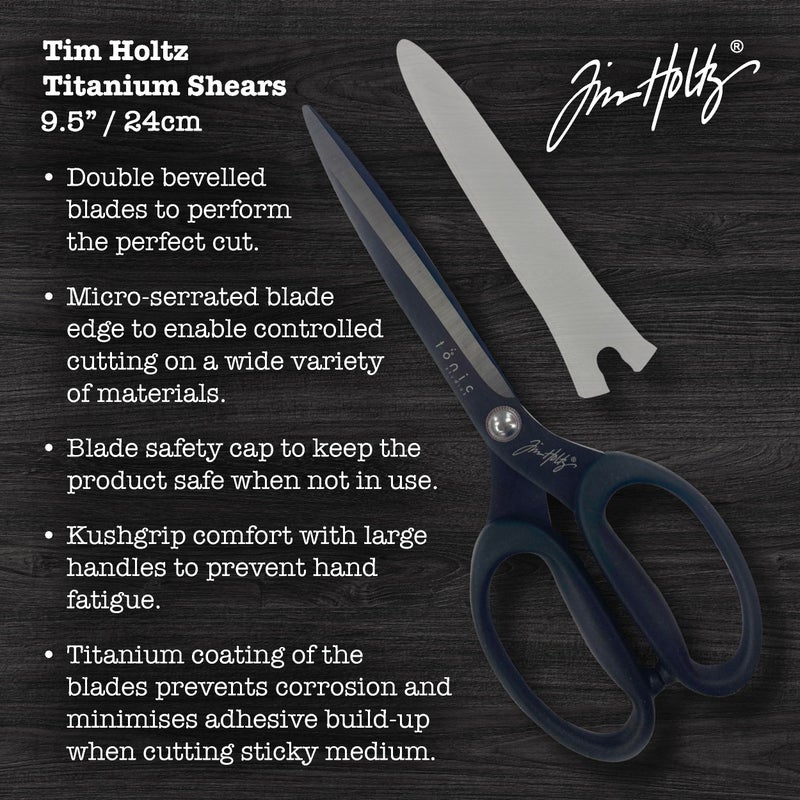 tonic studios Scissors All Purpose - 9.5 Inch Titanium Snips with Micro Serrated Blade Edge - Non Stick Craft Tool for Cutting Paper, Fabric, and Sewing - Comfort Grip Handles - Image 2