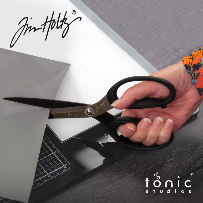 tonic studios Scissors All Purpose - 9.5 Inch Titanium Snips with Micro Serrated Blade Edge - Non Stick Craft Tool for Cutting Paper, Fabric, and Sewing - Comfort Grip Handles - Image 3