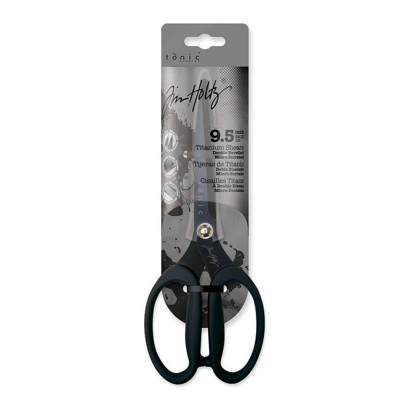 tonic studios Scissors All Purpose - 9.5 Inch Titanium Snips with Micro Serrated Blade Edge - Non Stick Craft Tool for Cutting Paper, Fabric, and Sewing - Comfort Grip Handles - Image 1