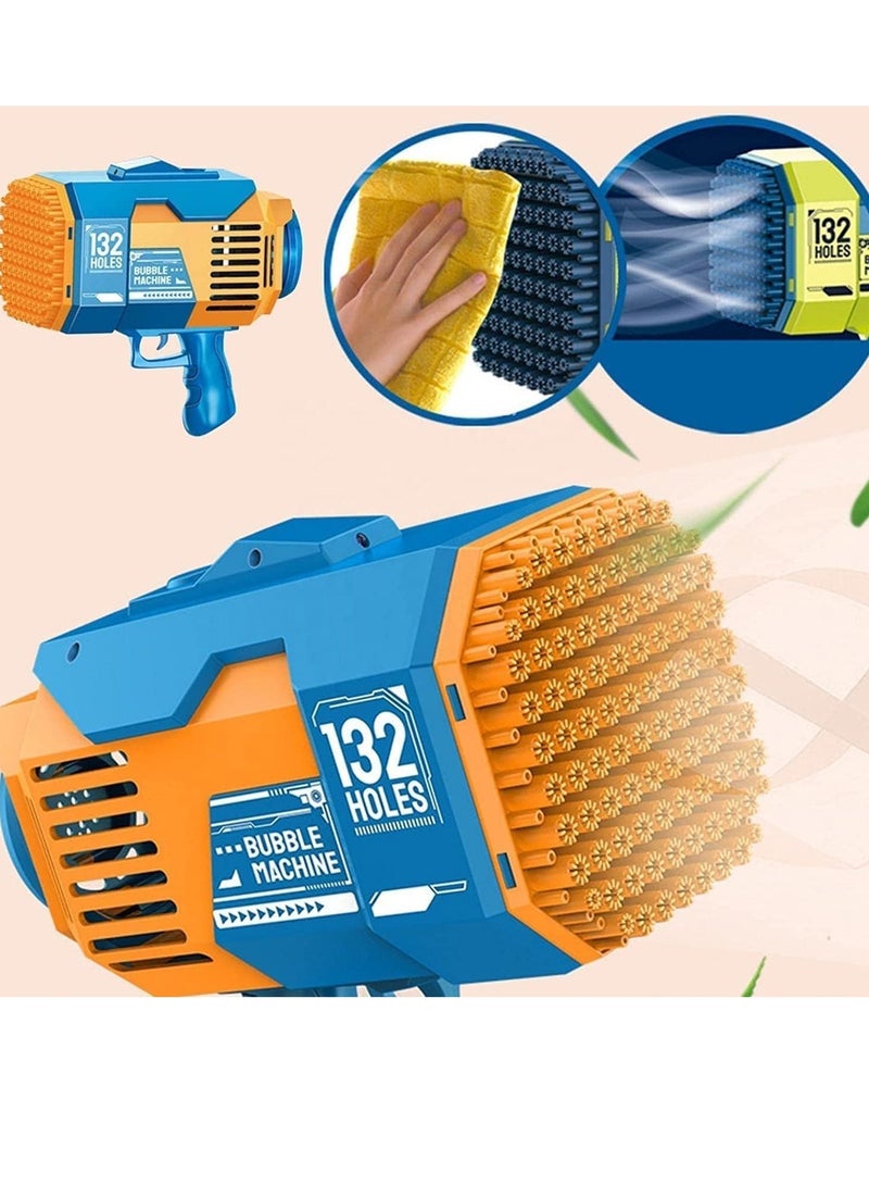 TIGER Upgraded Bazooka Bubble Blaster Machine Gun – 132 Bubble Holes with Colorful Lights for Shiny Bubbles (Blue) - Image 5