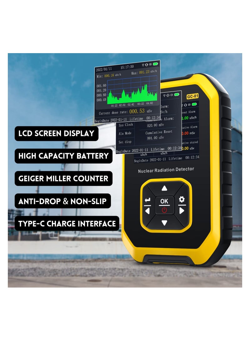 Portable Geiger Counter with LCD Display for Radiation Measurement Pocket-Sized Geiger Meter Rechargeable Nuclear Radiation Detector 5 Dosage Units Radiation Dosimeter Compact Geiger Counter - Image 3