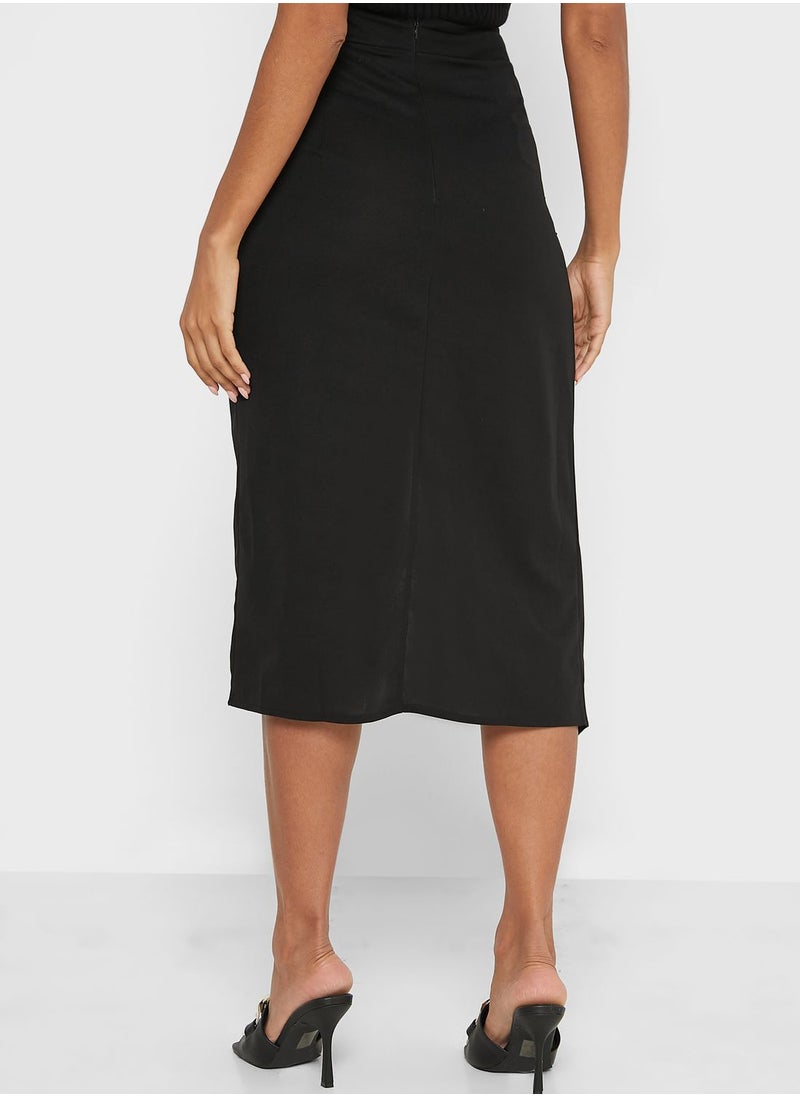 ELLA - Ruched Detail Slit Skirt - Image 1