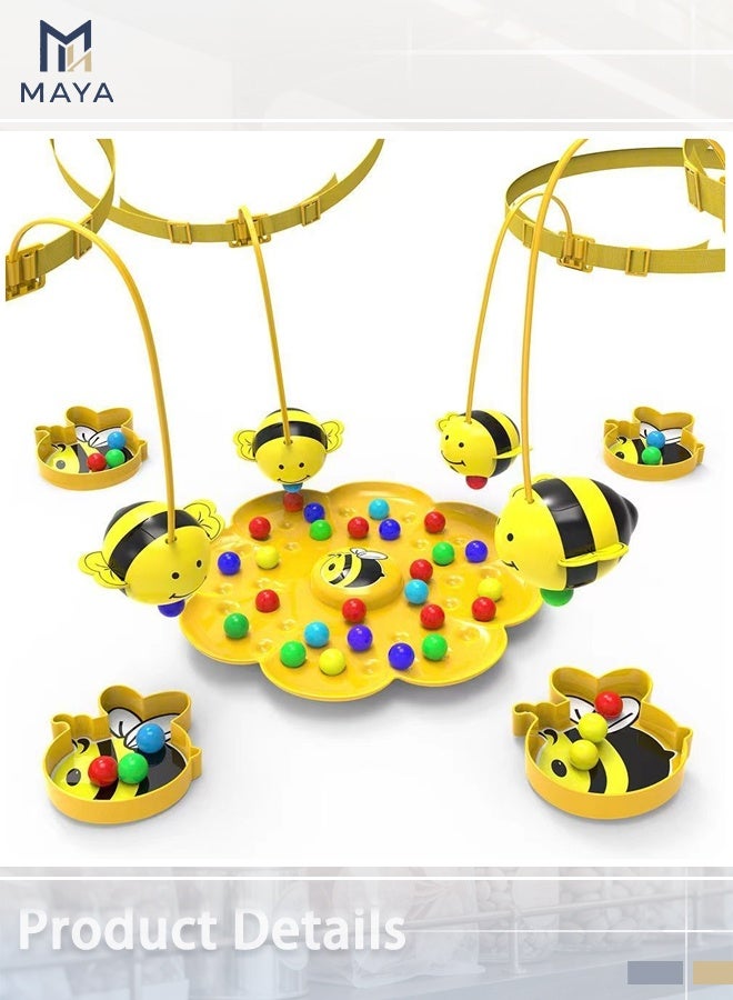 Maya 4-player version Busy Buzzy Bees Game, Magnetic Bee Toy String Game, Tabletop Magnet Fishing Games Bean Picking, Adjustable Headband for Family Party Travel Activities - Image 2