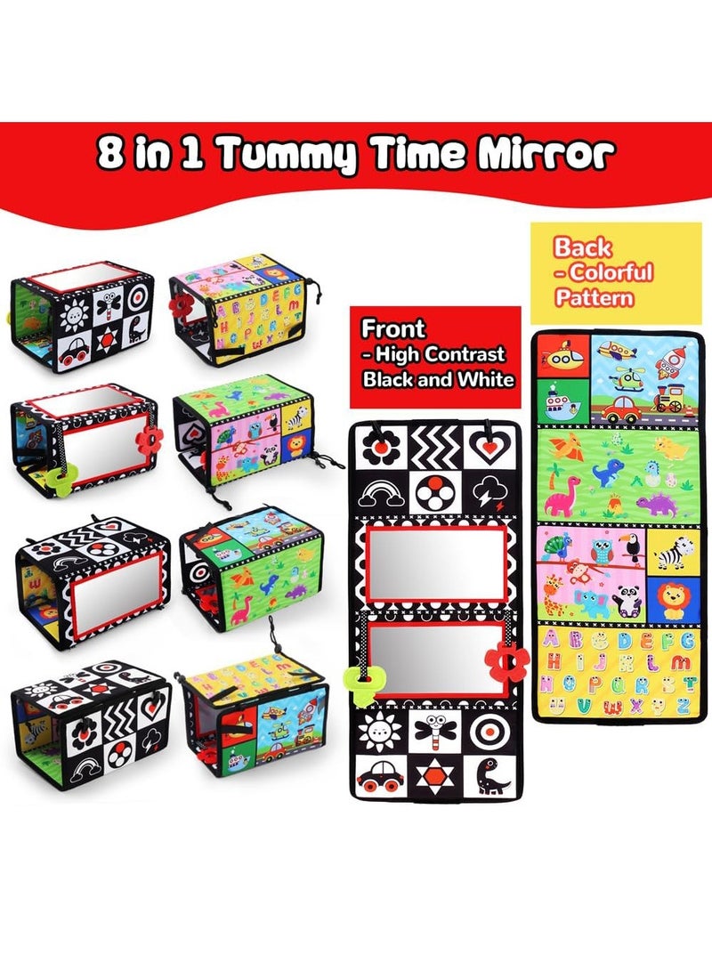 Baby Floor Mirror Tummy Time Toys,Double-Sided Baby Mirror Black and White High Contrast Baby Toys for Babies, Baby Montessori Toys Crawling Developmental Newborn Infant Sensory Toys  - Image 2