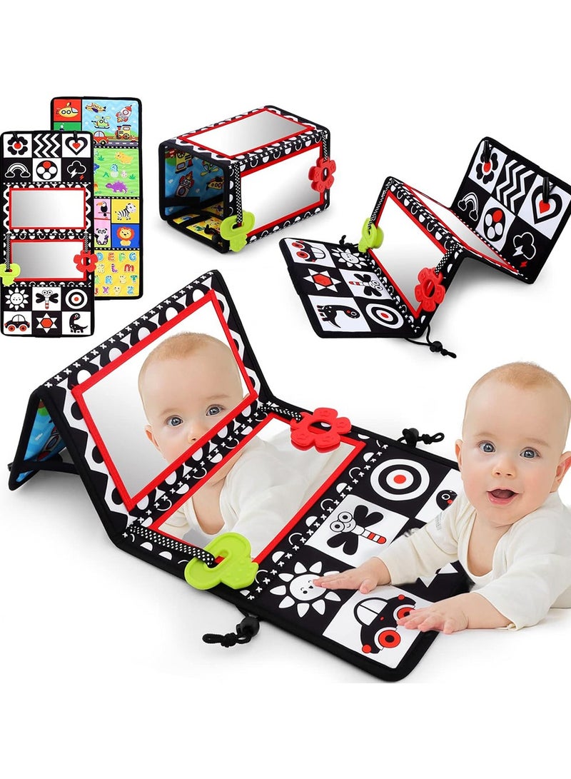 Baby Floor Mirror Tummy Time Toys,Double-Sided Baby Mirror Black and White High Contrast Baby Toys for Babies, Baby Montessori Toys Crawling Developmental Newborn Infant Sensory Toys  - Image 1