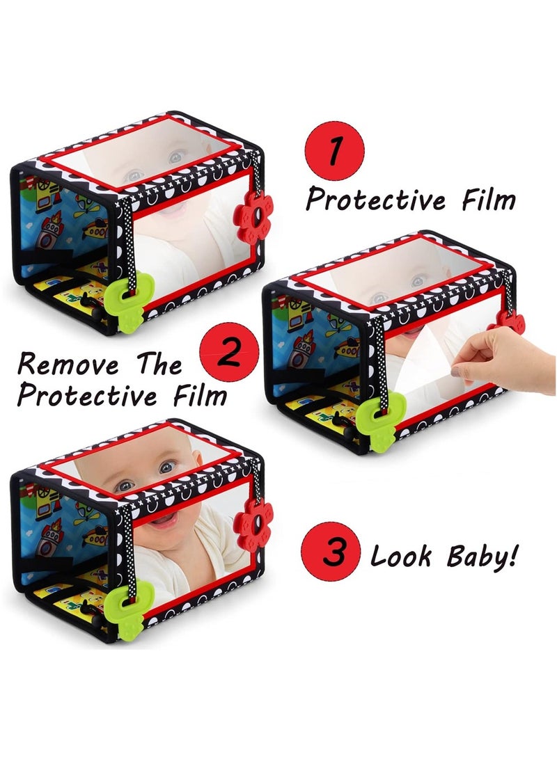 Baby Floor Mirror Tummy Time Toys,Double-Sided Baby Mirror Black and White High Contrast Baby Toys for Babies, Baby Montessori Toys Crawling Developmental Newborn Infant Sensory Toys  - Image 3