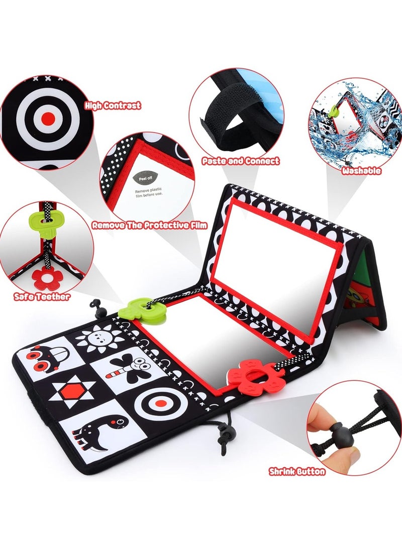 Baby Floor Mirror Tummy Time Toys,Double-Sided Baby Mirror Black and White High Contrast Baby Toys for Babies, Baby Montessori Toys Crawling Developmental Newborn Infant Sensory Toys  - Image 4